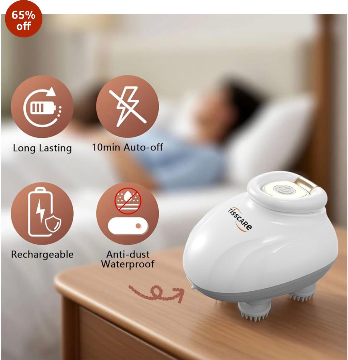 Rechargeable Electric Scalp Massager | Stress Relief, Hair Relaxation & Deep Head Massage (Waterproof)