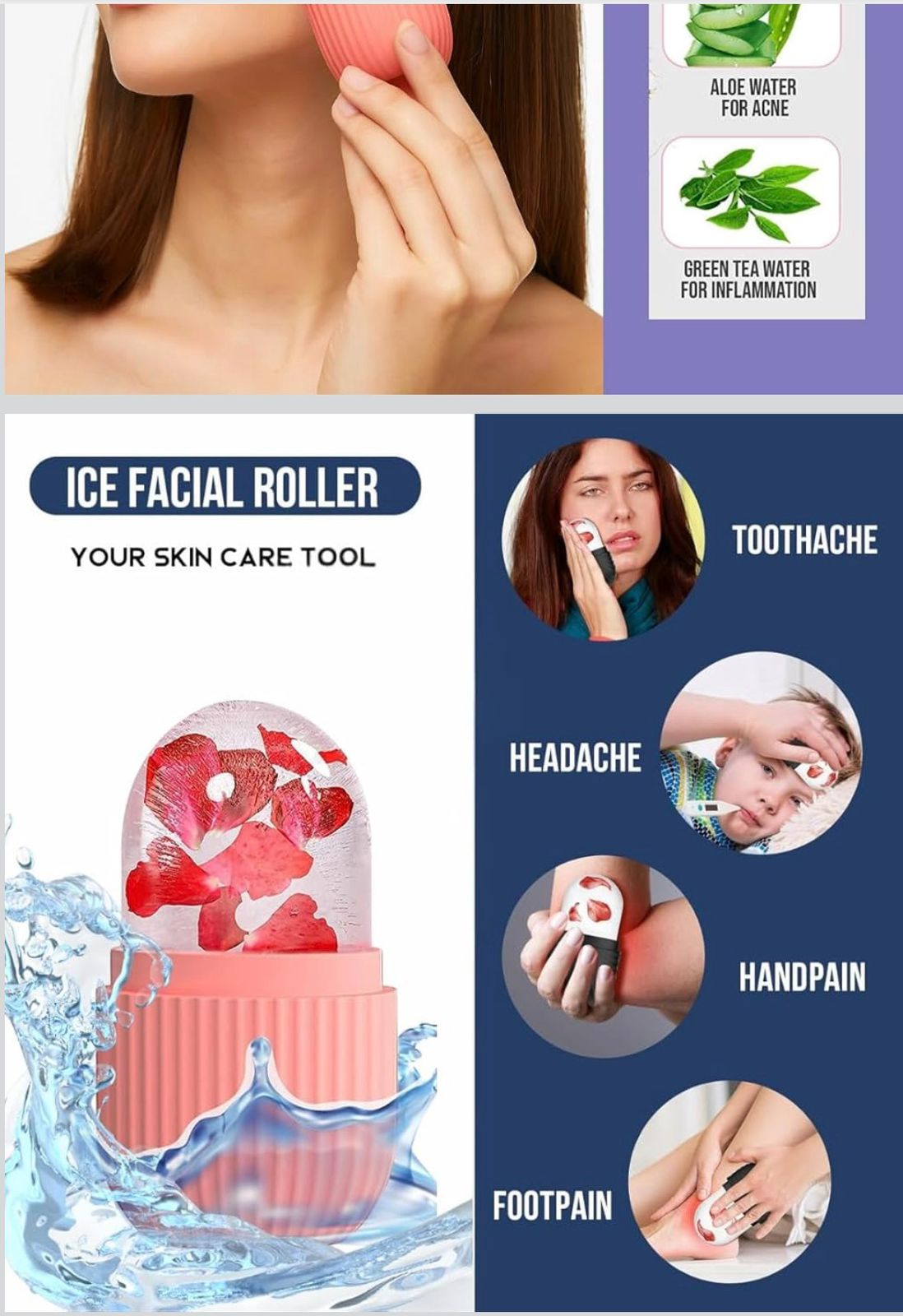 Face Ice Roller Massager (Pack of 3) | Reduce Puffiness, Acne & Get Instant Glow