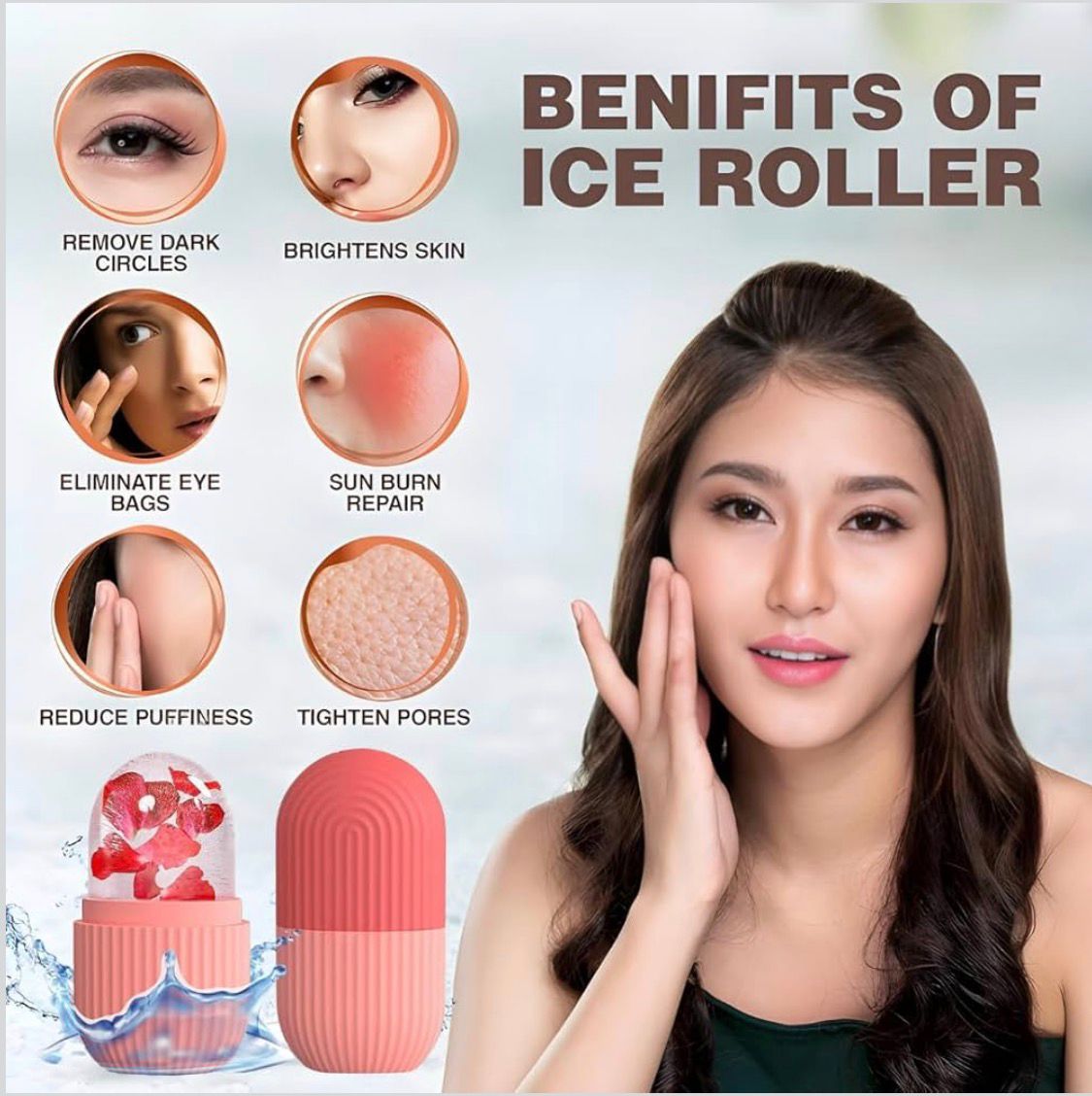 Face Ice Roller Massager (Pack of 3) | Reduce Puffiness, Acne & Get Instant Glow