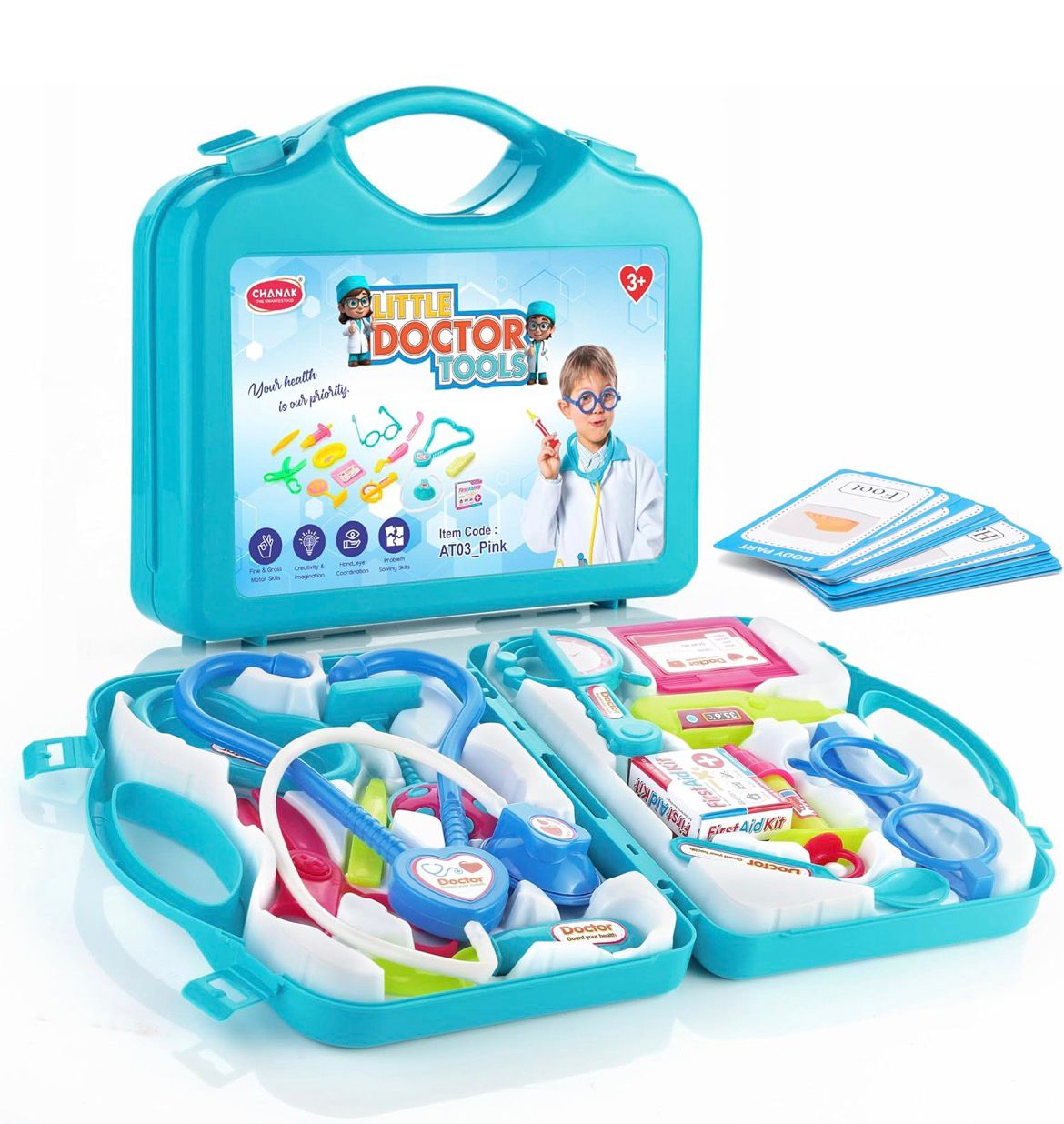 Kids Doctor Set with Stethoscope & Medical Tools | Educational Pretend Play Toy with Carry Case (Boys & Girls)
