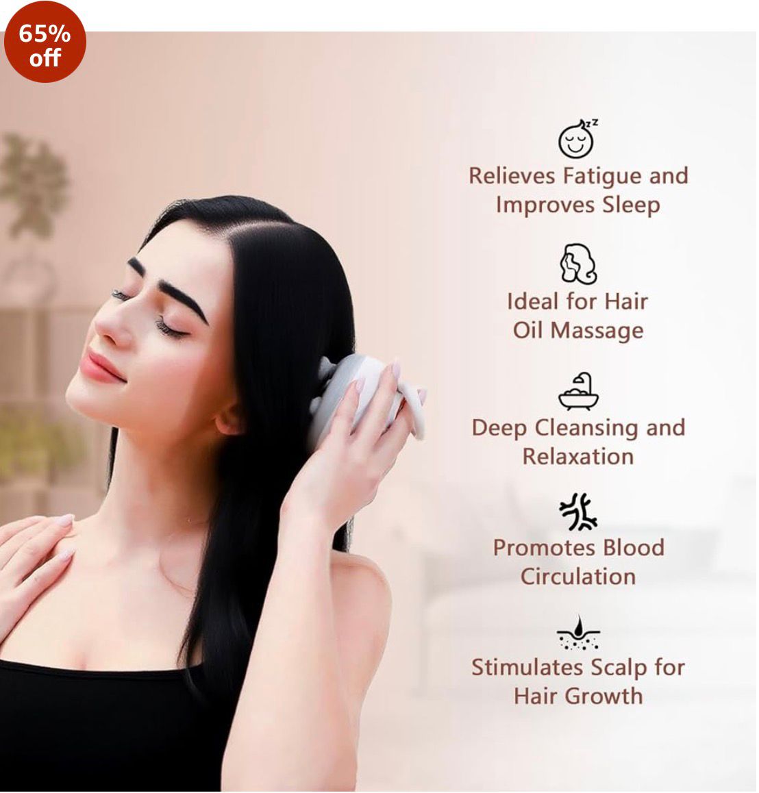 Rechargeable Electric Scalp Massager | Stress Relief, Hair Relaxation & Deep Head Massage (Waterproof)