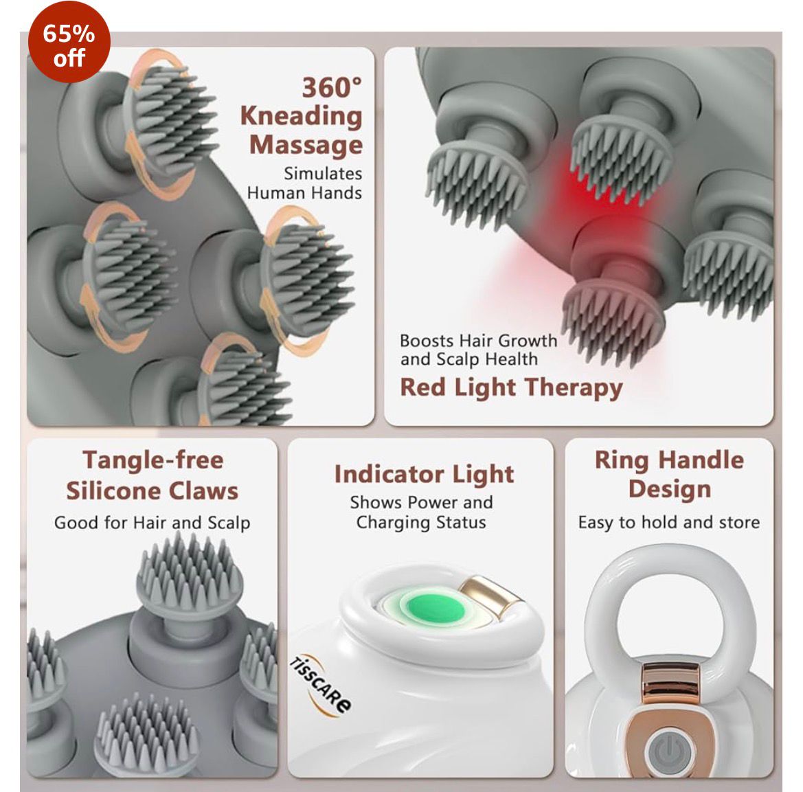 Rechargeable Electric Scalp Massager | Stress Relief, Hair Relaxation & Deep Head Massage (Waterproof)