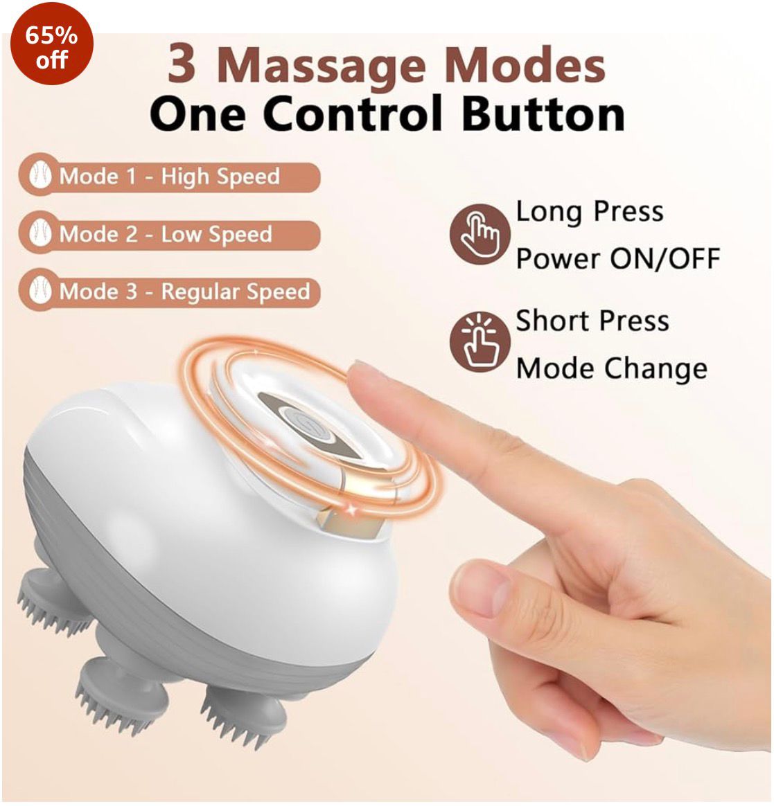 Rechargeable Electric Scalp Massager | Stress Relief, Hair Relaxation & Deep Head Massage (Waterproof)