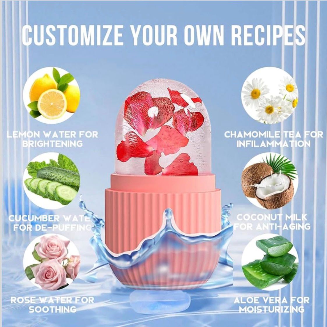 Face Ice Roller Massager (Pack of 3) | Reduce Puffiness, Acne & Get Instant Glow