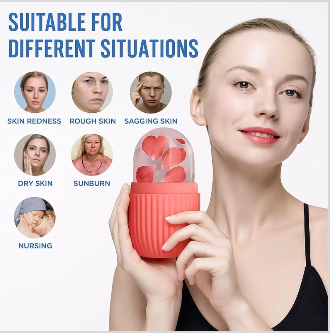 Face Ice Roller Massager (Pack of 3) | Reduce Puffiness, Acne & Get Instant Glow