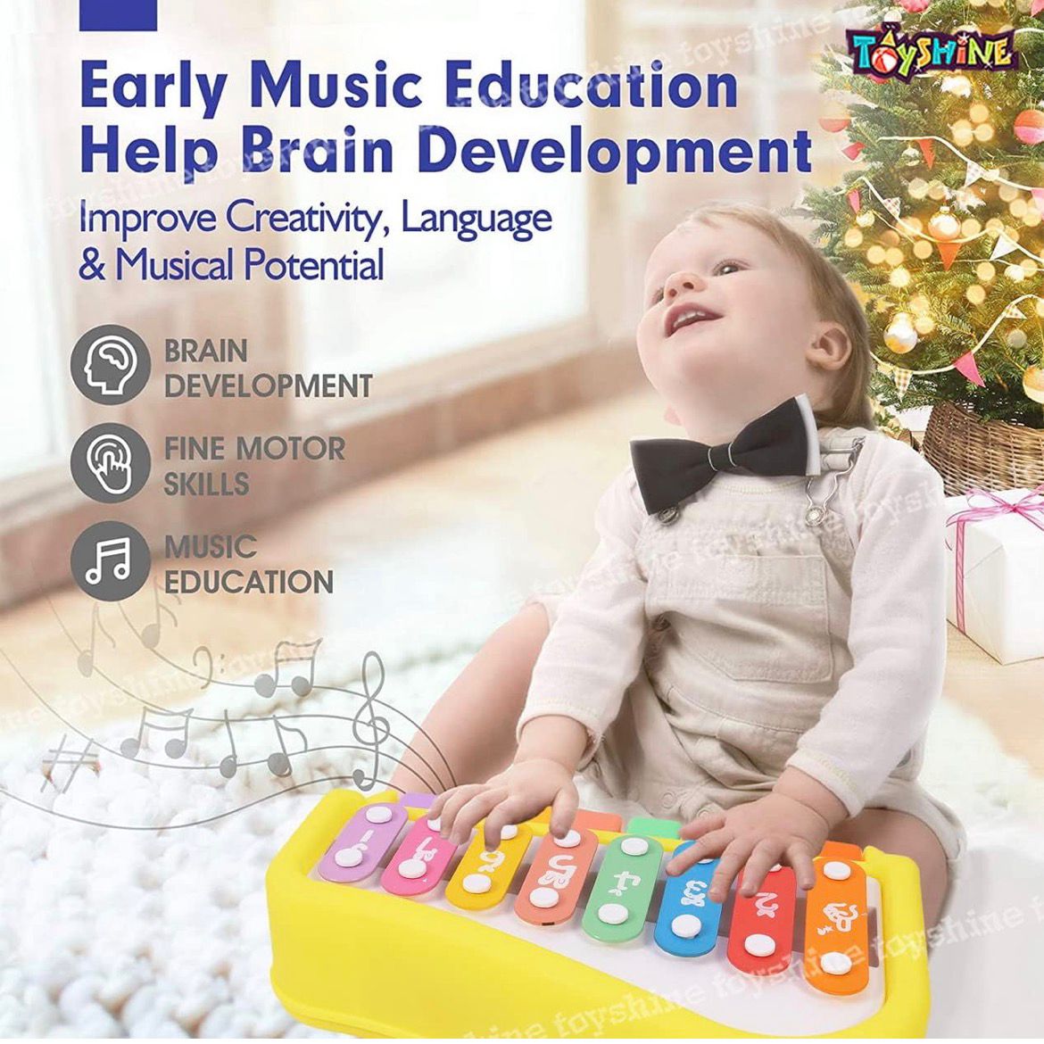 2-in-1 Piano & Xylophone Musical Toy for Kids | Battery-Free Educational Music Instrument (Ages 2+ Years)