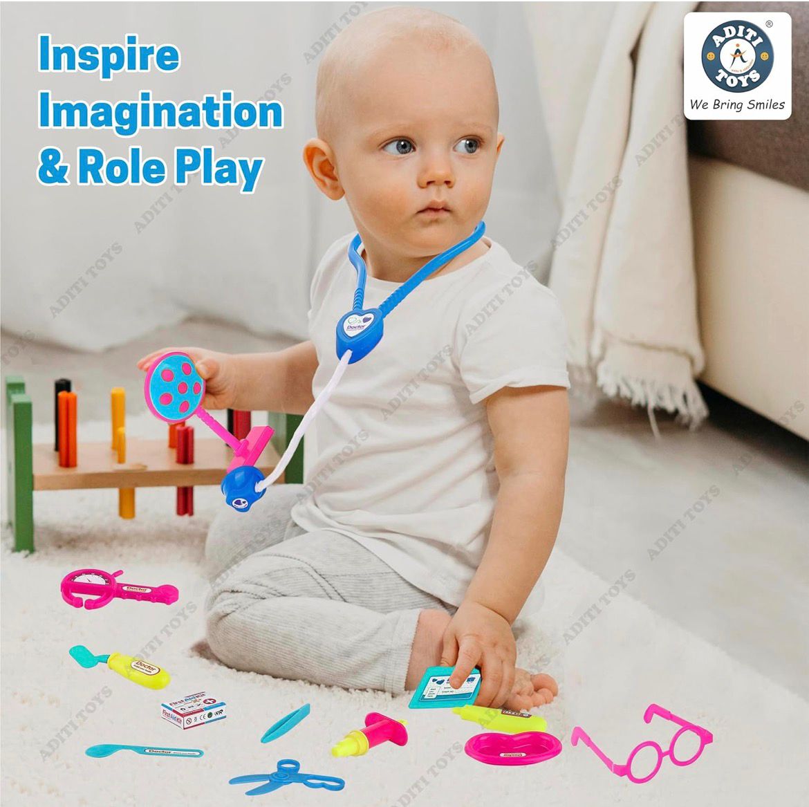 Kids Doctor Set with Stethoscope & Medical Tools | Educational Pretend Play Toy with Carry Case (Boys & Girls)