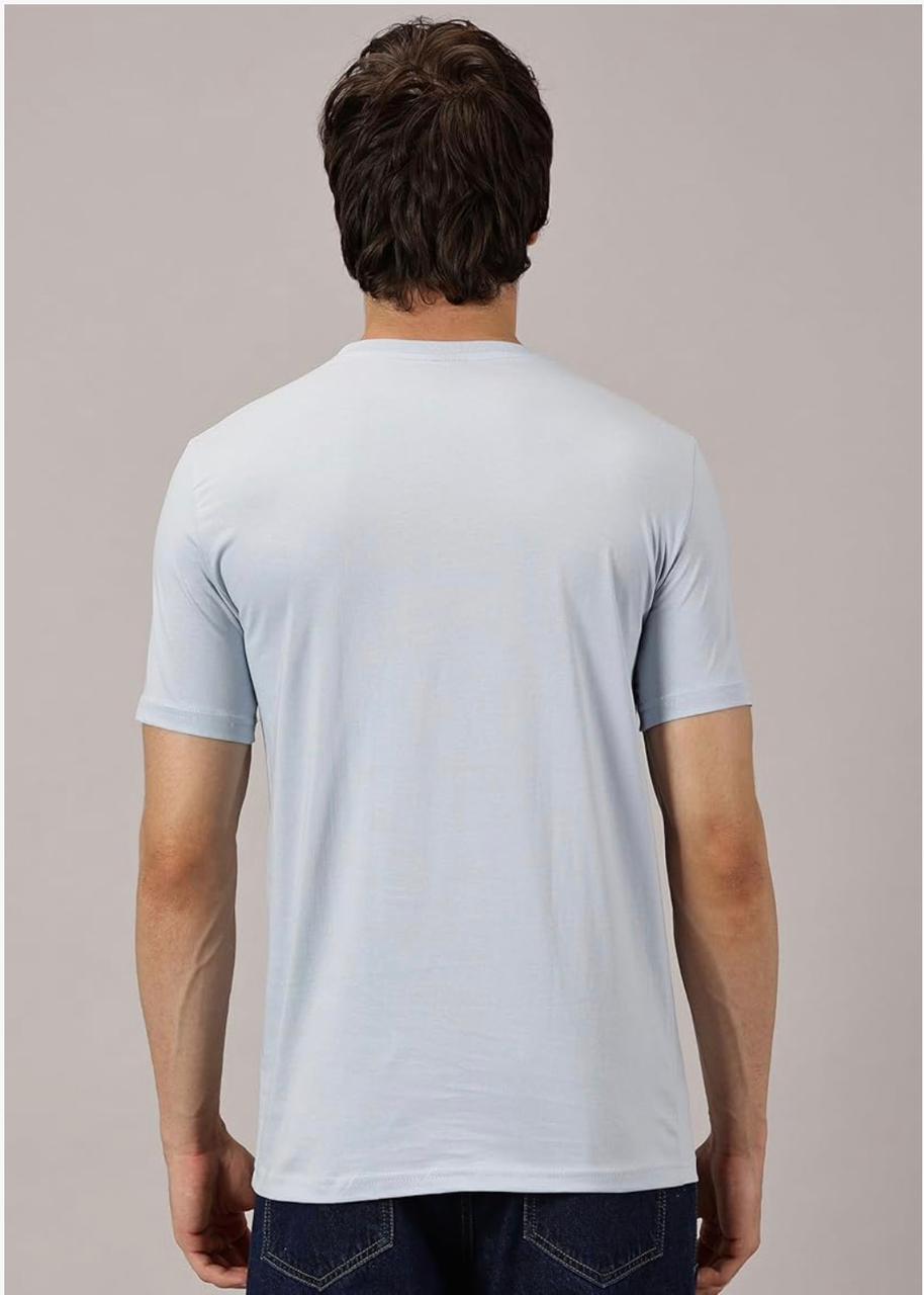 Men’s Solid Round Neck T-Shirt Combo Pack of 4 | Regular Fit Cotton Blend (Light Grey, Sky Blue, Dark Grey, White)